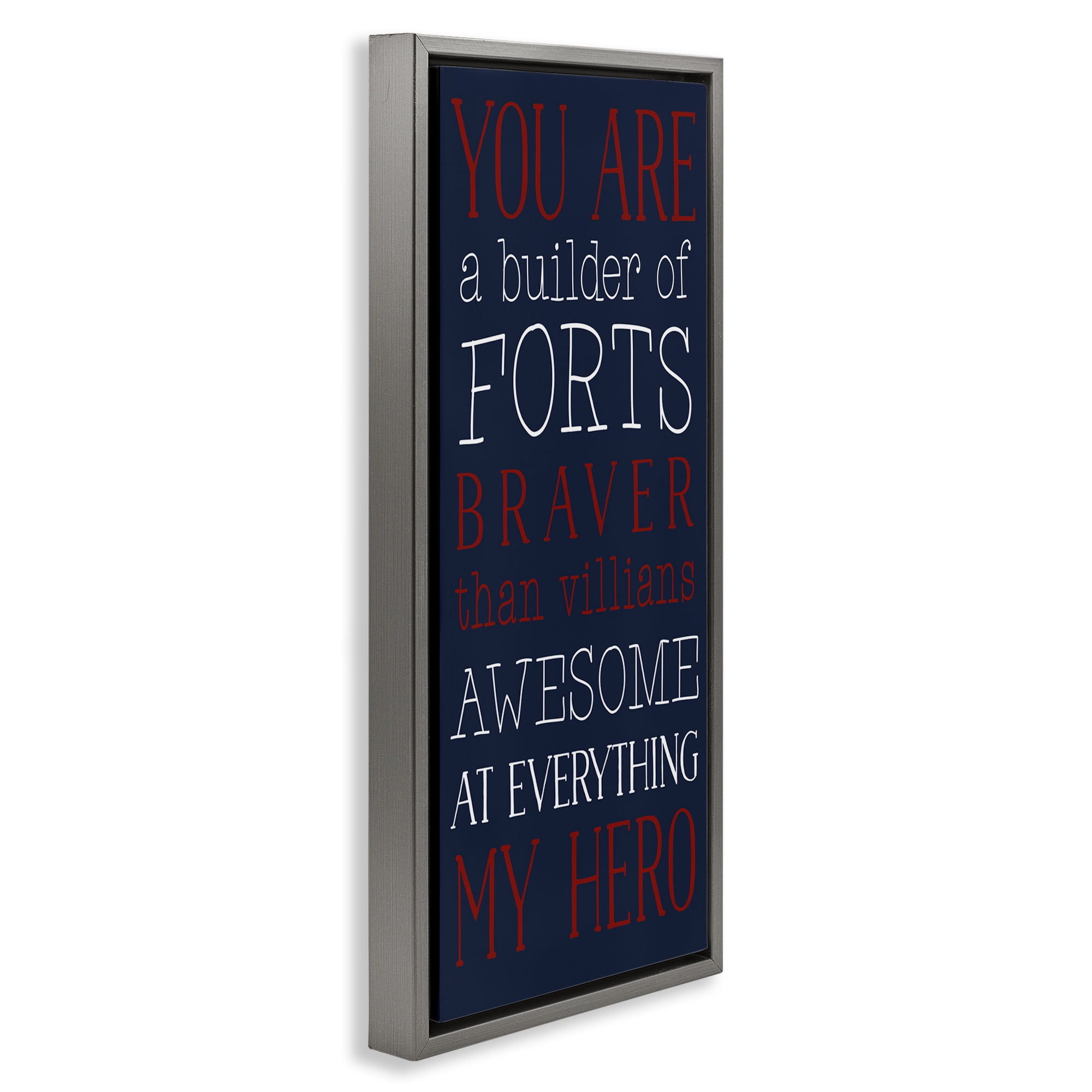 Stupell Industries You Are My Hero Typography Painting Gray Floater Framed Art Print Wall Art, 11 x 25