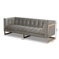 thumbnail image 4 of Baxton Studio Ambra Glam and Luxe Grey Velvet Fabric Upholstered and Button Tufted Sofa with Gold-Tone Frame, 4 of 12