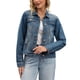 thumbnail image 4 of CHAQUETA DE JEAN PARA MUJER INSPIRADA CHIC, CON CUELLO CAÍDO, MANGAS LARGAS, LAVADA, CON BOTONES, CASUAL, DENIM, TALLA 2XL, GRIS AZUL, 4 of 6