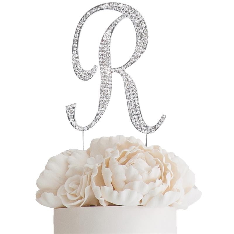 4.5" GOLD Letter R Rhinestone Cake Topper Wedding Cupcake Dessert Dessert Events 