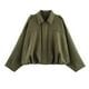 thumbnail image 1 of Neewe Women's Casual Sleeve Zipper Loose Faux Suede Textured Coat Long Sleeve Hoodless Casual Daily Outerwear, 1 of 5