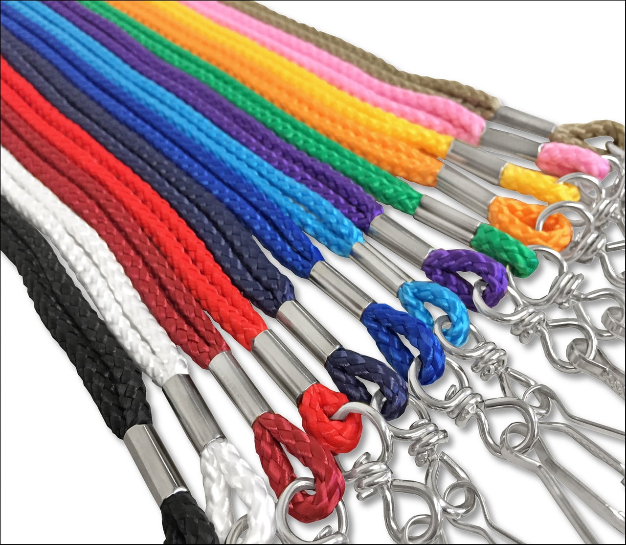 100pcs Round ID Neck Lanyards for Badges with Swivel J-Hook, Assorted Mix 10 color by OnDepot