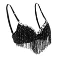 thumbnail image 4 of de lentejues con para mujer, trajes de danza del vientre con flecos a , Tops cortos, ropa de baile Negro BLESIY Sujetador de danza del vientre para mujer, 4 of 8