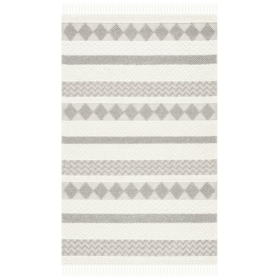 SAFAVIEH Natura Elvin Geometric Wool Area Rug, Ivory/Grey, 8' x 10'