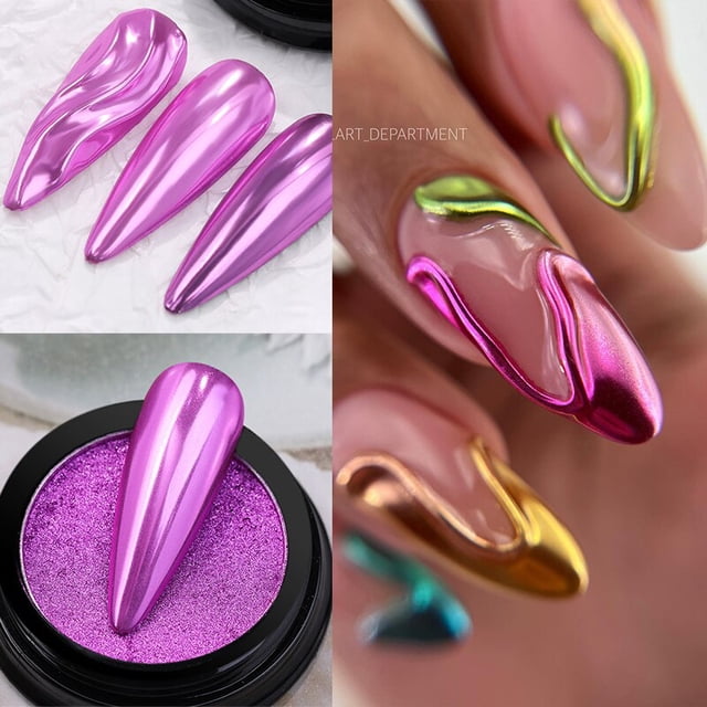 Polvo de uñas de espejo Moonlight, pigmento de efecto metálico fino de brillo plateado, esmalte de Gel UV, polvo cromado, decoraciones de uñas Aurora, 1 caja