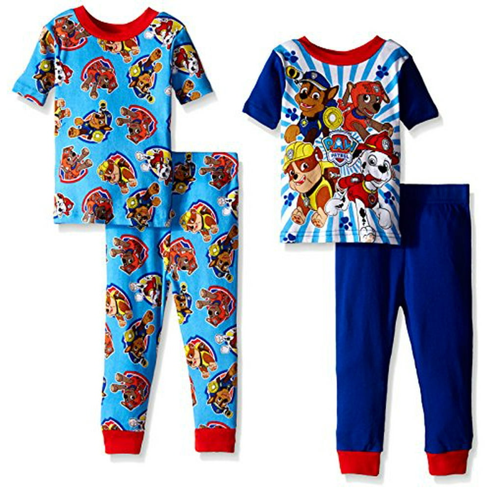 Paw Patrol Little Boys Paws In Action 4Piece Pajama Set Blue 4T