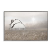 Stupell Industries Windblown Farm Grasses Landscape & Nature Painting Gray Framed Art Print Wall Art, 24 x 16