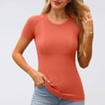 thumbnail image 1 of Uootdi Hauts à Manches Courtes pour Femmes Col Rond Sans Couture Tricot Compression Ajusté Doux Respirant Chemises Décontractées de Sport Cadeau, 1 of 9