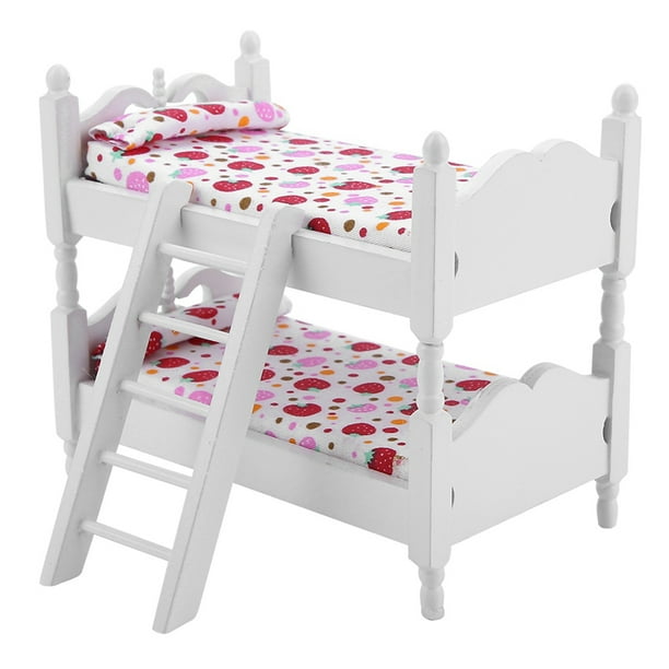 Casa de muñecas a escala 1:12, muebles en miniatura para dormitorio infantil, litera, juguetes (fresa rosa)