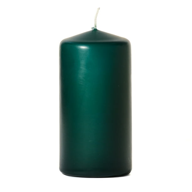 6 Pcs, 3x6 Hunter Green Pillar Candles Unscented 3 in. diameterx6 in