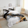 thumbnail image 4 of Erosebridal Black Orange Marble Bedding Queen Size Watercolor Artwork Comforter Set Queen, Abstract Foil Print Duvet Insert Aesthetic Marbling Quilt Set, Mountain Fluid Bedding Comforters & Sets, 4 of 6