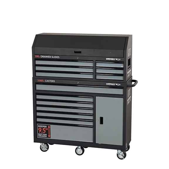SHOPMAX, 3100 lb, 18.11" 13-Drawer Tool Chest and Cabinet Black
