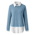 thumbnail image 2 of Yokua Women's Sweater 2 in 1 Shirt Loose Solid Color Long Sleeve Bottoming Comfortable Sweater Pullover, 2 of 8