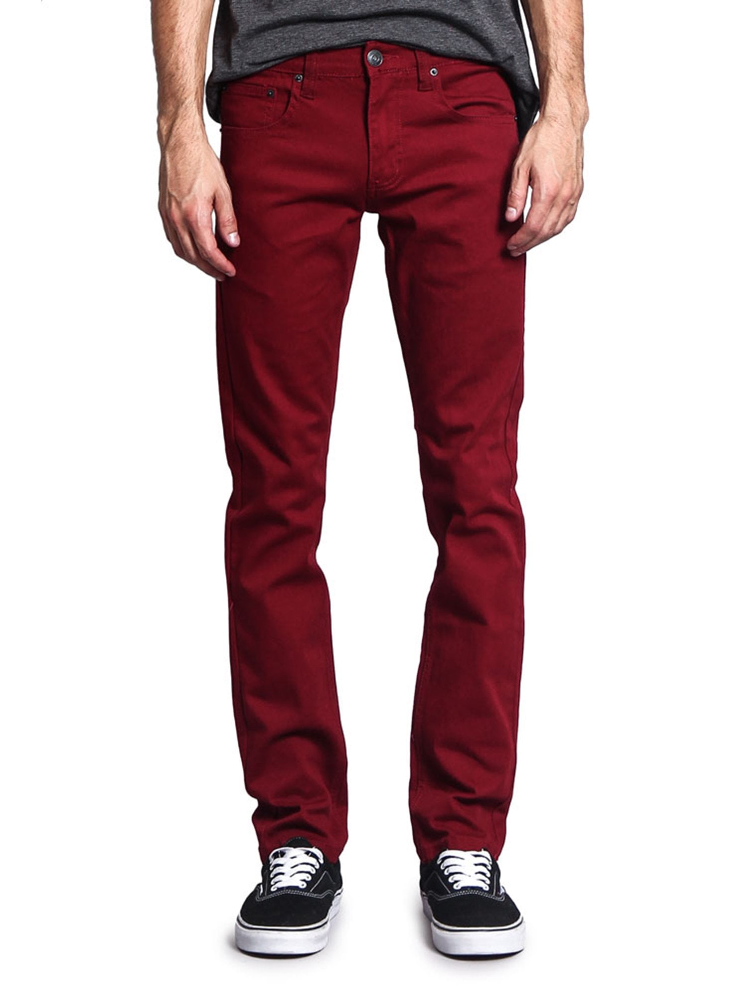 burgundy color jeans