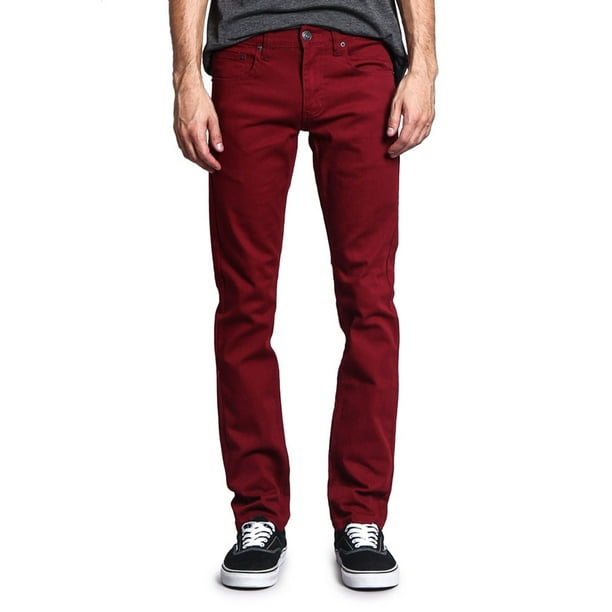 Victorious Men's Skinny Fit Color Stretch Jeans - Burgundy - - Walmart.com