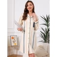 thumbnail image 3 of DARING DIVA Women's Striped Button Down Long Sleeve Pajama Dress S Blue Stripe, 3 of 6