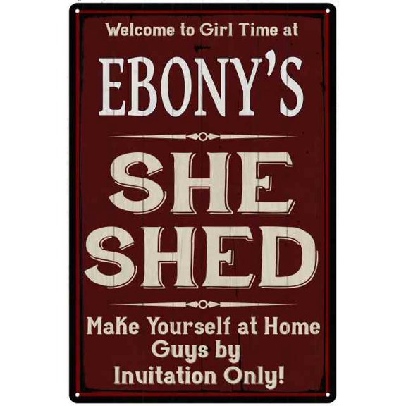 EBONY'S She Shed Red Sign Lady Cave Sign 16 x 24 Matte Finish Metal 116240088495