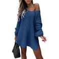 thumbnail image 1 of Seyurigaoka Women Off Shoulder Oversized Sweater Dress Chunky Knit Long Sleeve Loose Jumper Top Casual Pullover Tunic Dresses, 1 of 2