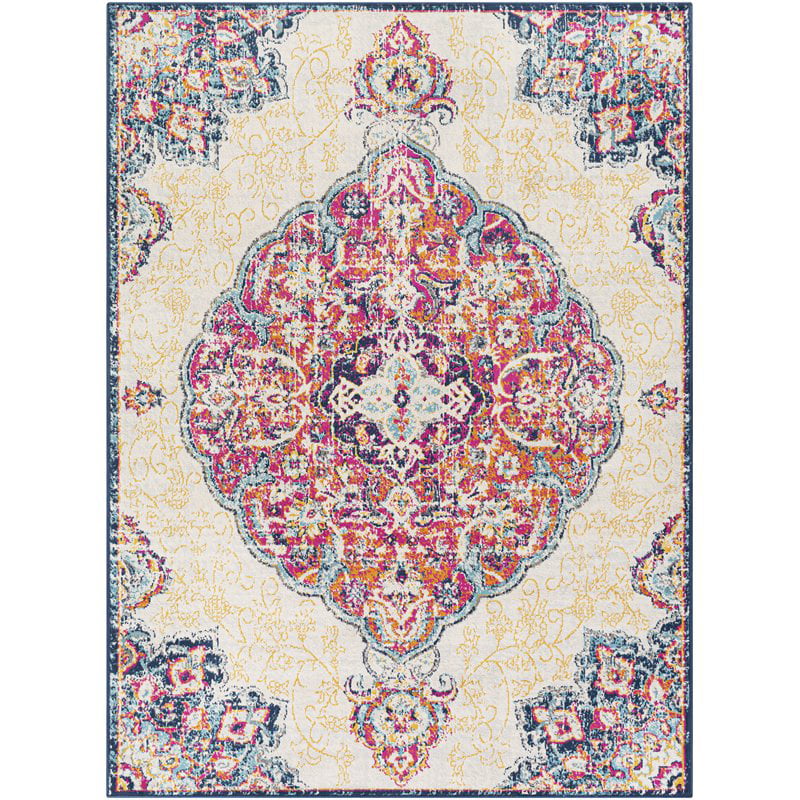 Moretti Linden Area Rug 7804D Navy Angled Petals 5' 3 x 7' 6 Rectangle