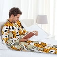 thumbnail image 6 of Naloa Giraffes Head Men’s Pajamas Set - Long Sleeve Button Down Sleep Shirt and Pajama Bottoms Sleepwear Set-Large, 6 of 7