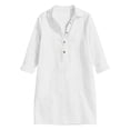 thumbnail image 6 of FDGIU Women's Collared Half Button 3/4 Sleeve Shirt Midi Dress, Casual Summer Loose Tunic Mid Dress with Pockets, 6 of 6