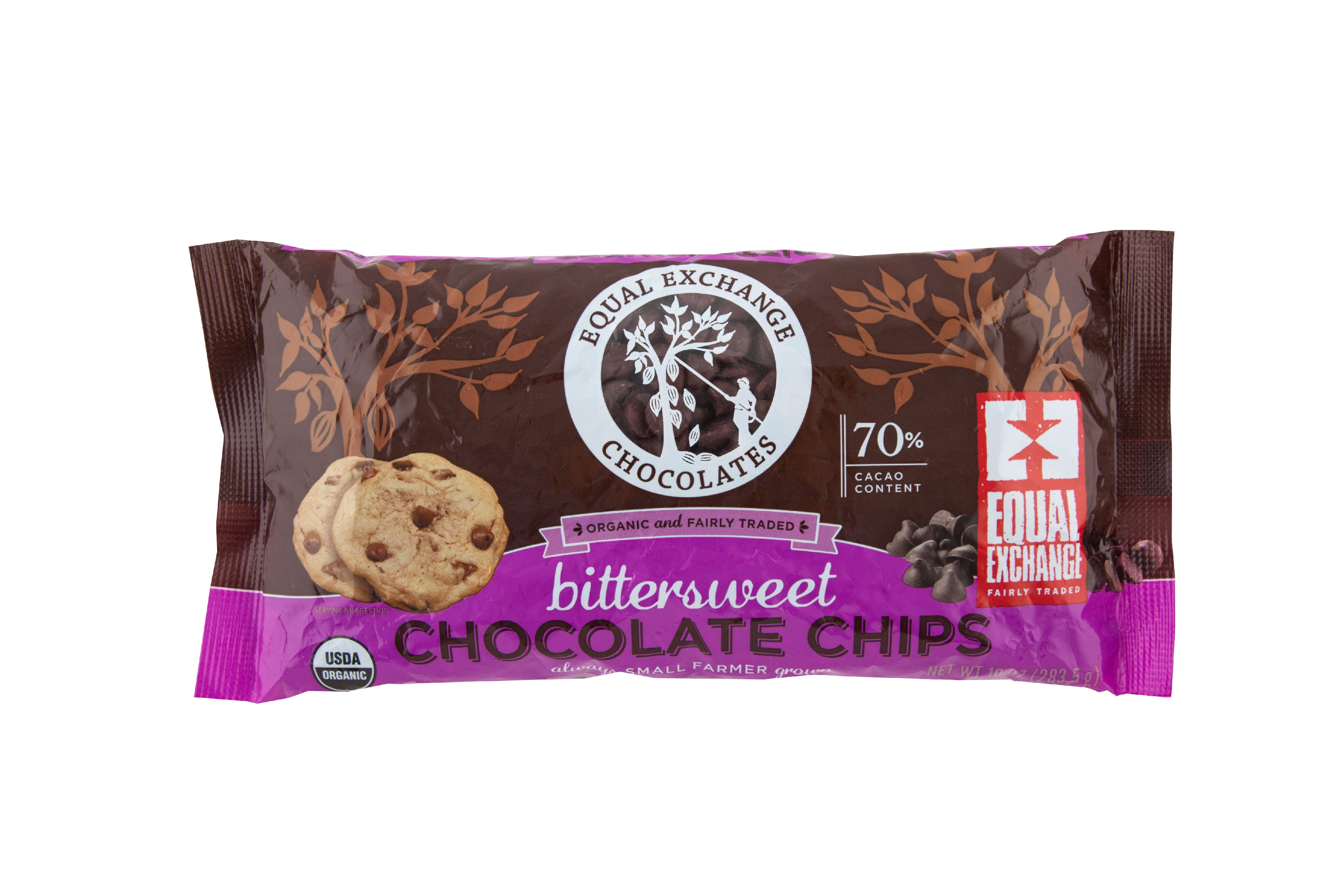 Equal Exchange Organic Fair Trade Bittersweet Chocolate Chips 70%, 10 oz Bag