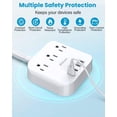thumbnail image 5 of Mifaso Flat Extension Cord, 5ft Ultra Flat Plug Power Strip - 3 Outlets 4 USB Ports (2 USB C), 5 of 6