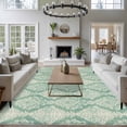 thumbnail image 3 of 5'x8' Area Rugs, Southwestern Teal Boho Indoor Outdoor Area Rug for Living Room Bedroom, Vintage Mexican Ethnic Flowers Washable Bathroom Rugs Kitchen Floor Carpet Mats Home Decor Aesthetic, 3 of 8
