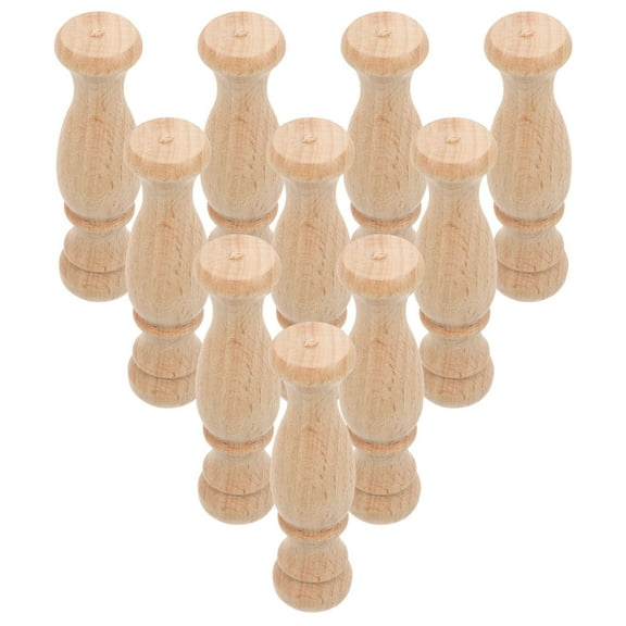 WASHWEPE Wood Spindles Khaki 10Pcs 2.8X0.7X0.7In