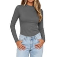 thumbnail image 2 of Fnooota Women's Thermal Tops, Long Sleeve Slim Fit Stretchy Mock Neck Layering Undershirts Gray Size XL, 2 of 6