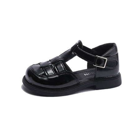 

LIhncine Sandals for Girls Girl s Shoe Ballet Ballerina Mary Jane Beach Sandals Princess Wedding Dress Woven Shoes For Party Girls Dress Sandals(Black 7-8 Years)
