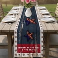 thumbnail image 4 of Vintage Star Table Runner, U.S. Flag Blue Red Wood Striped America Independence Day Cotton Linen Kitchen Table Decoration Washable Dining Tabletop Runners for Home Party Decor 13x108 Inches, 4 of 9