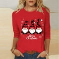 thumbnail image 2 of Women's Christmas Tops 3/4 Length Sleeve T-shirts Xmas Tree Lights Printed Crew Neck Holiday Plus Size Clothes (4XL, Red A), 2 of 4