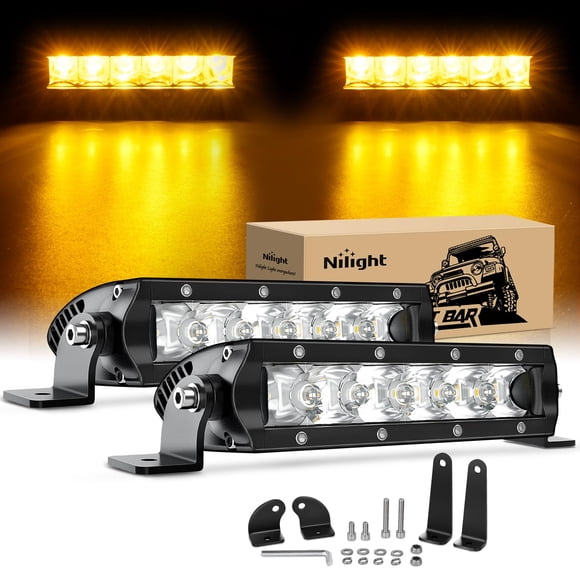 Barra de luces LED Nilight de 18 cm, 30 W, ámbar, spot, 2 piezas