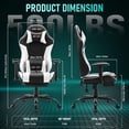 thumbnail image 3 of JONPONY Big and Tall 500LBS Gaming Chair with Footrest and Lumbar Support, High Back Ergonomic Recliner,Height Adjustable Leather Computer Desk Chair for Home Office, White, 3 of 8