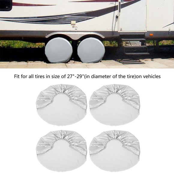 TOPINCN 4Pcs 27 -29 Wheel Tire Tyre Silver Protection Cover for Car Jeep RV SUV Truck Trailer , Tire Protection Cover, Car Tire Cover