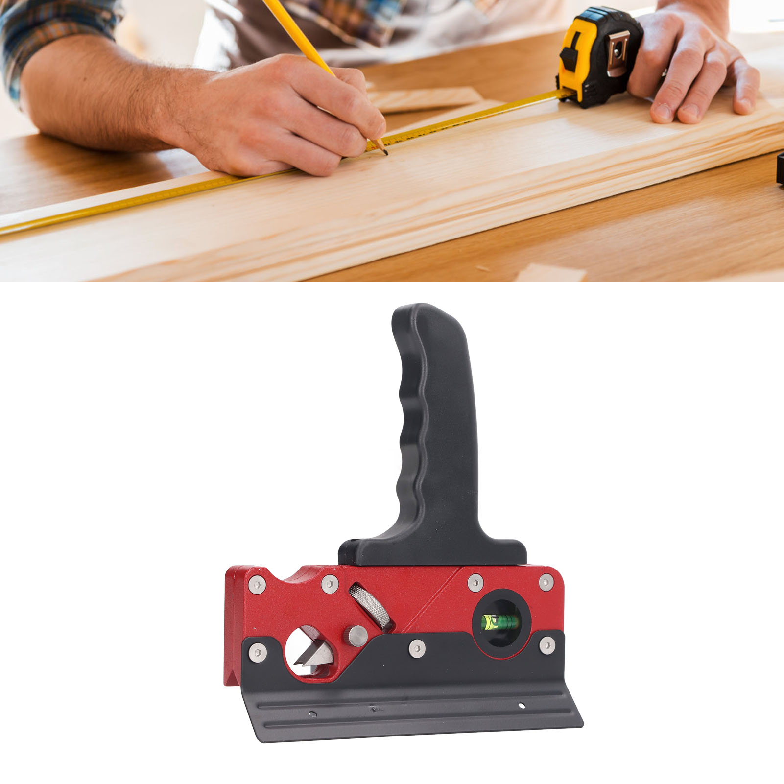 Chamfer Plane, Smoothly Surface Wood Corner Trimming Planer Easy To Use  Cutting Depth Adjustable For Woodworking Black,Red