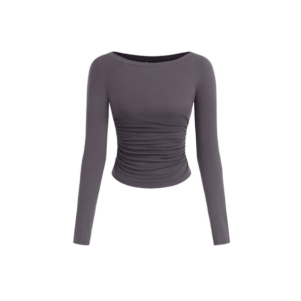 Camisas de Manga Larga PRETTYGARDEN Mujer Otoño 2025 Gris Oscuro