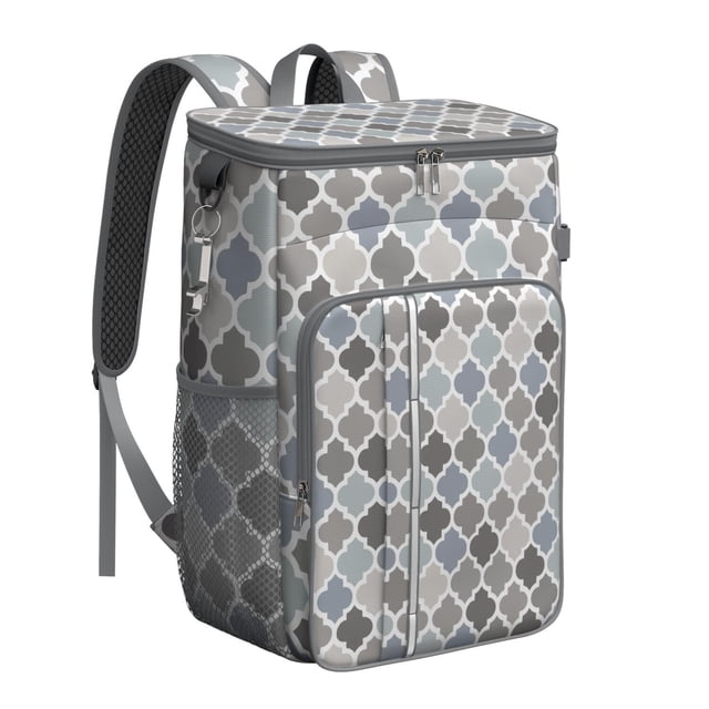Plaid Insulated Backpack Cooler - 20L Leakproof Lunch Bag, Rustic Style for Camping & Picnic