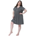 thumbnail image 3 of DARING DIVA Women's Plus Size Short Sleeves Sleep Shirt 4X Dark Gray, 3 of 6