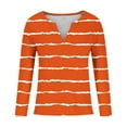 thumbnail image 4 of JYnXIANTI Womens Long Sleeve Tops Lightweight V Neck Striped Casual T Shirts Knit Loose Tee Fall Fashion Clothes Outfits, 4 of 4