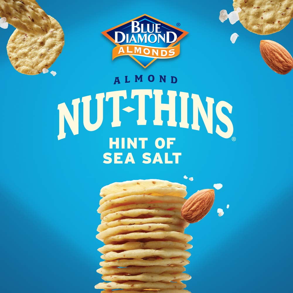 Blue Diamond Almonds Nut-Thins, Hint of Sea Salt, Snack Crackers, Gluten-Free, 4.25oz -Value Pack-Pack Of 8