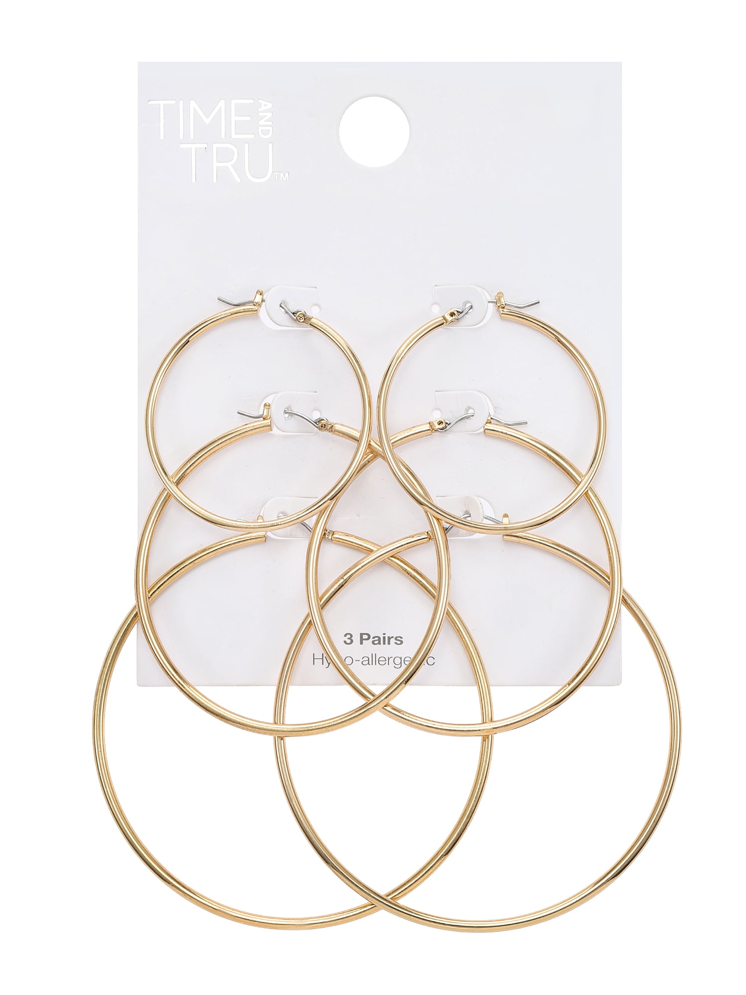 Women's Gold-tone Hoop Earrings, 3 Pairs