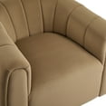 thumbnail image 4 of Rune Modern 360-Degree Swivel Barrel Club Chair, Velvet Upholstered Accent Chair, Camel, 4 of 8