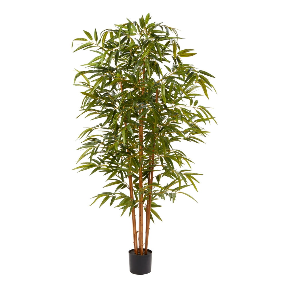 Pure Garden Artificial Bamboo Tall Faux Potted Indoor Floor Plant Large and Lifelike