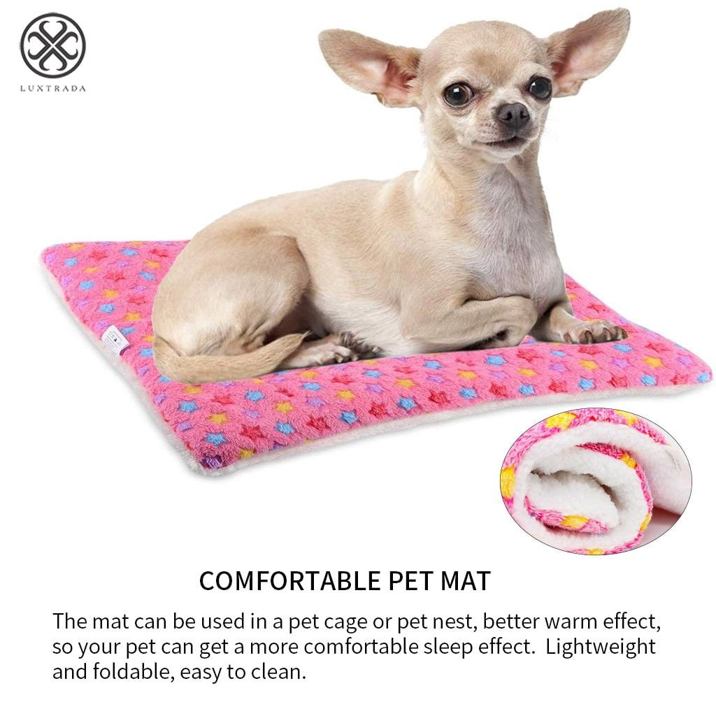 Luxtrada Pet Dog Bed with Cute Prints Soft Flannel Crate Bed Mat Machine Washable Pet Bed Liner for Large dog(Pink,XL)