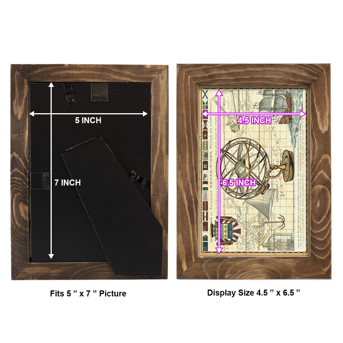Nautical Map I -Framed Print w/glass-Walnut