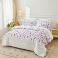 Smuge 7 Pcs Floral Bedding Comforter Sets King Size Flower Comforter Set Bed in a Bag with