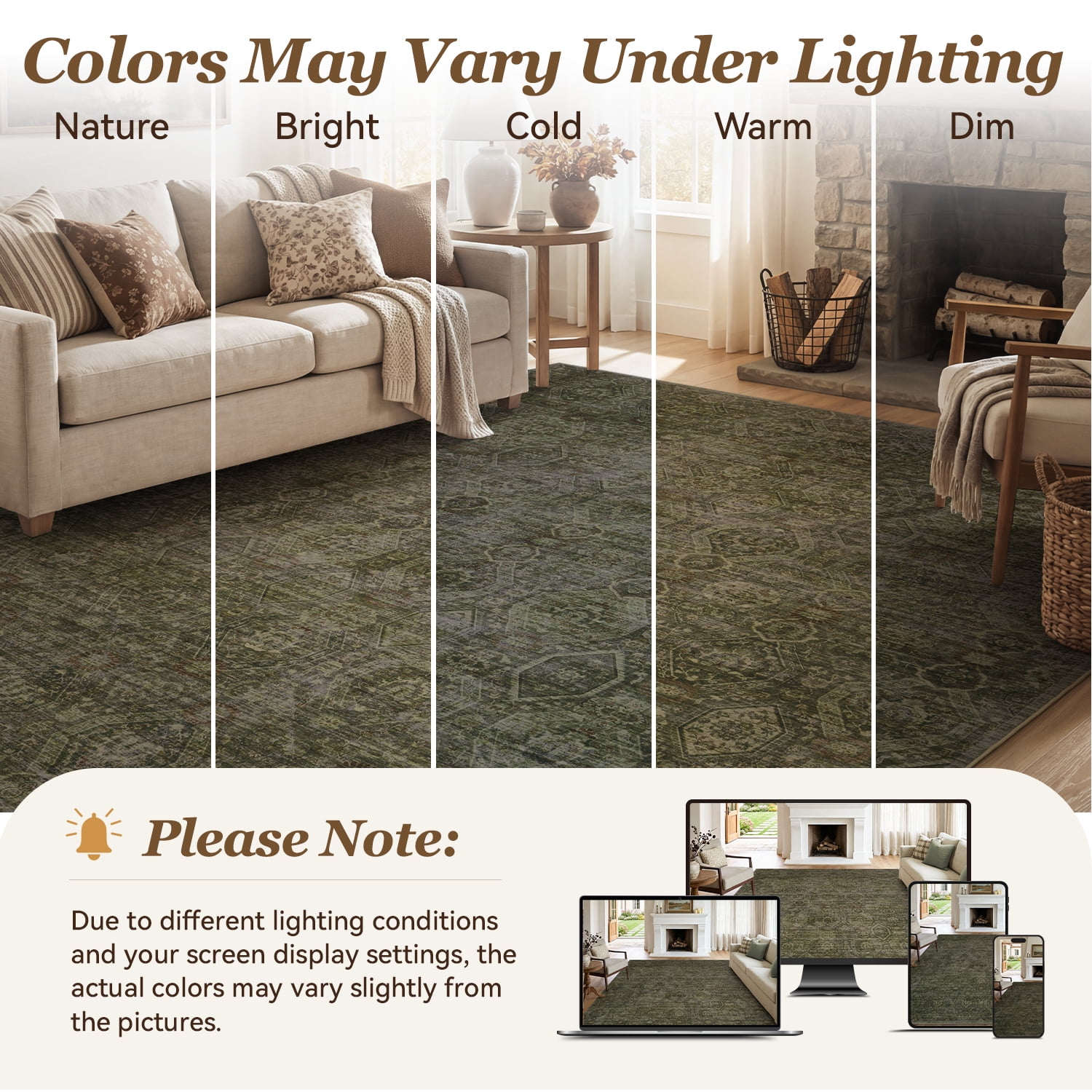 SIXHOME 8'x10' Area Rugs for Living Room Modern Area Rugs Machine Washable Rugs Green