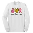 thumbnail image 3 of Peace Love Breast Cancer Awareness Breast Cancer Awareness Mens Long Sleeve Shirt, White, Large, 3 of 5